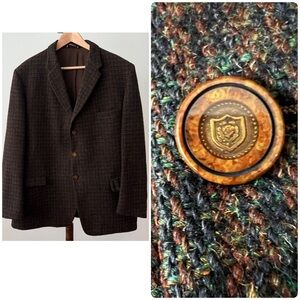 Vintage 1960s Burton Tailored Harris Tweed Blazer Jacket Pure Scottish Wool XL
